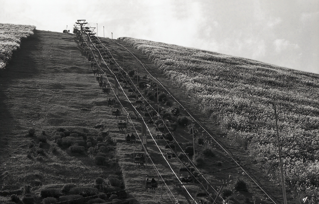 大室山のリフト風景