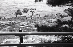 眼下には磯で漁る人が…