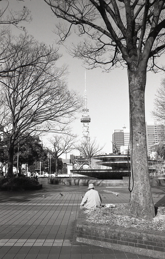 希望の広場から老人とテレビ塔　～久屋大通