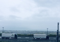 台風に追われて上京中