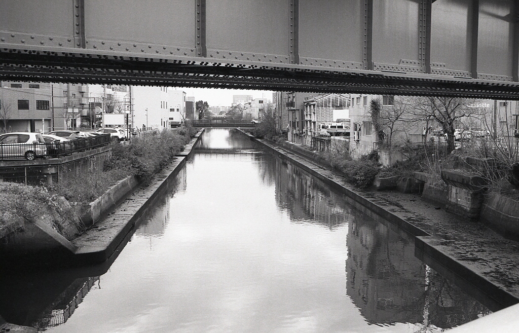 向田橋からJR中央線下の新堀川