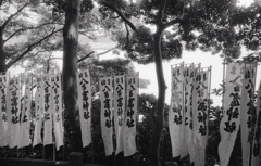 八百富神社の幟群