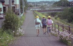 月見草咲く通学路