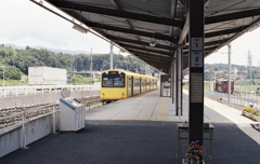 阿下喜駅と黄色い電車
