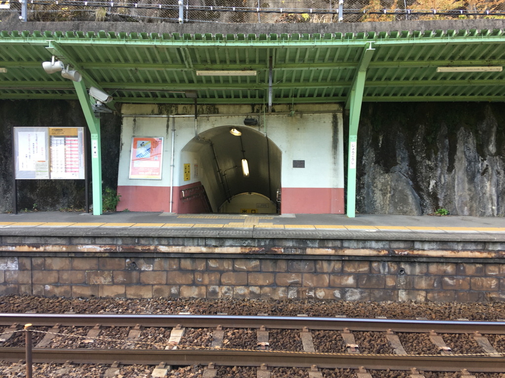 山肌のトンネル　～JR定光寺駅多治見方面ホーム