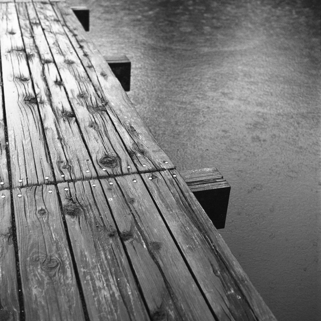 雨の桟橋
