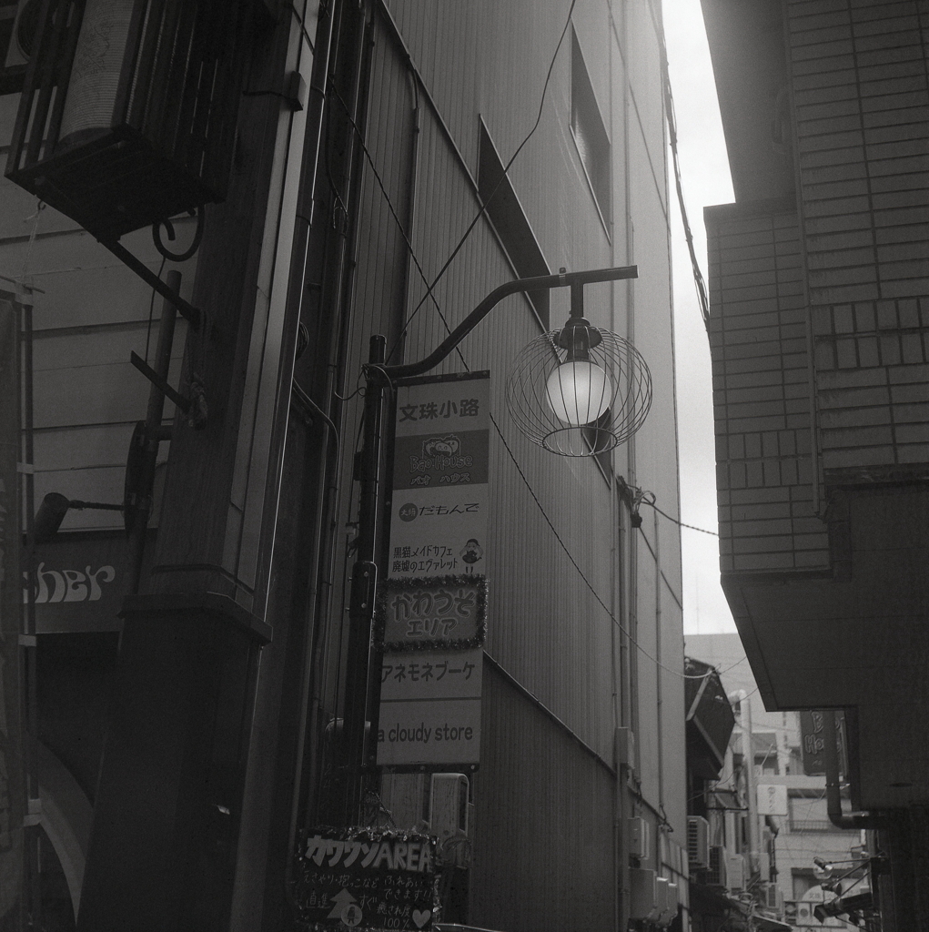 小路へ誘う街路灯　～名古屋大須にて