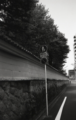 仏閣の塀を歩く…