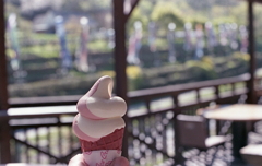 苺とバニラのソフトクリーム