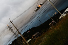 夕暮れ時の交差点