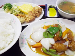 酢豚・鶏唐揚げの定食セット