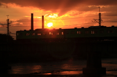 夕日と鉄橋
