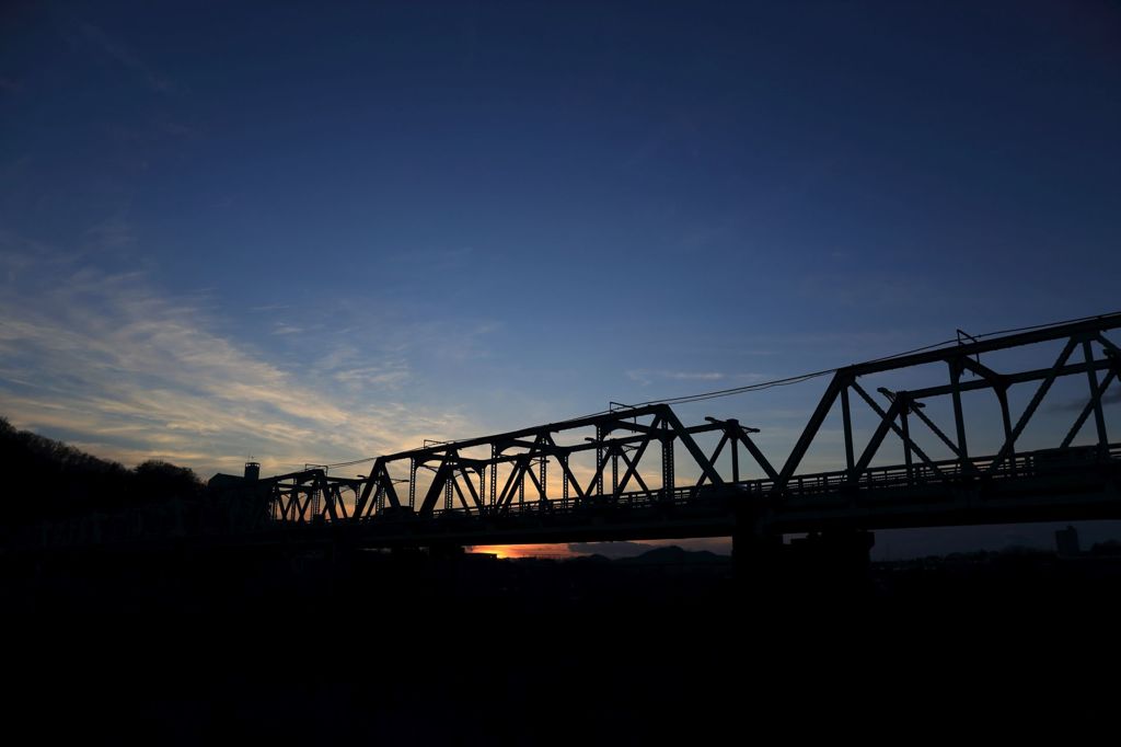渡良瀬橋の夕暮れ