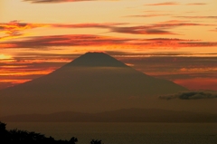 夕照の富士