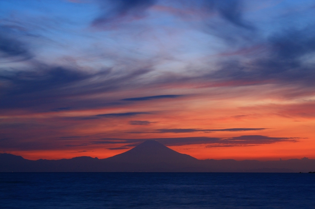 夕暮れの富士