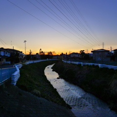 境川から見る夕焼け