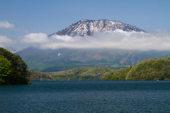 黒姫山と野尻湖