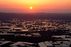 砺波平野散居の夕景