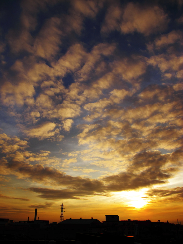 sky colored by the stained setting sun