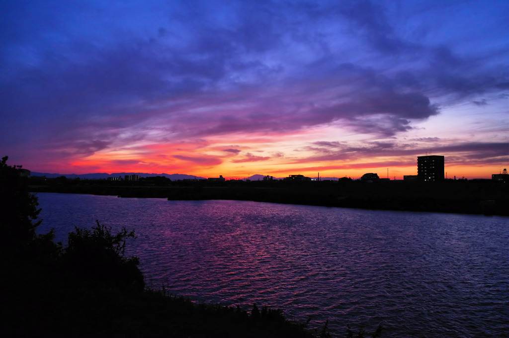 庄内川の夕焼け