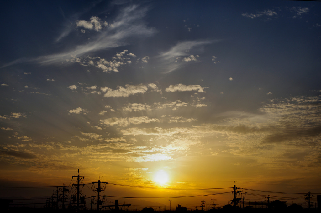 夕日と雲