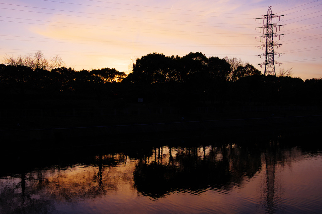 荒子川公園の夕暮れ