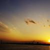 港の夕日
