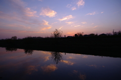 日光川の夕暮れ