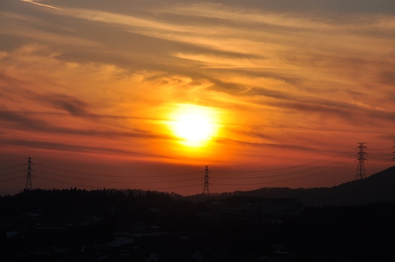 夕焼けと鉄塔