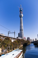 東京スカイツリーと屋形船