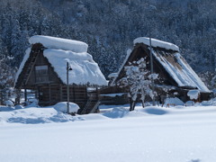 雪をまとった合掌造