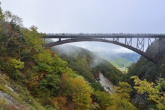 霧湧く渓谷