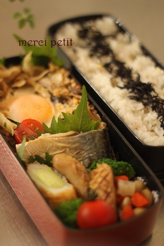 野菜目玉焼き＆塩さば弁当　