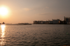 石巻工業港の夕日