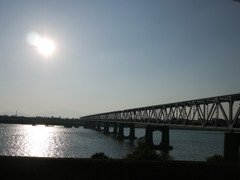 濃尾大橋の夕景