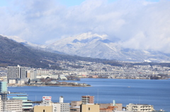 琵琶湖　比良山　雪景色