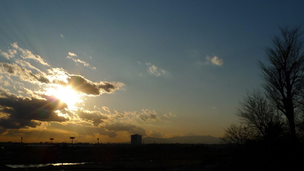 夕日　富士