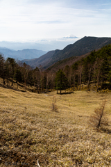 笹原からの乾徳山と富士