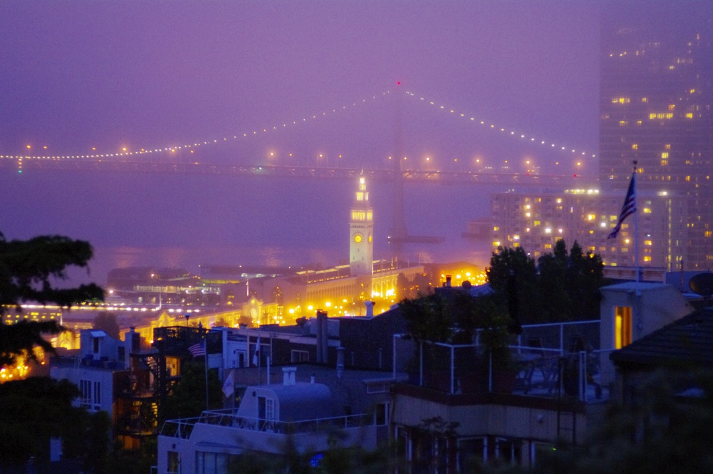 night view from coit tower