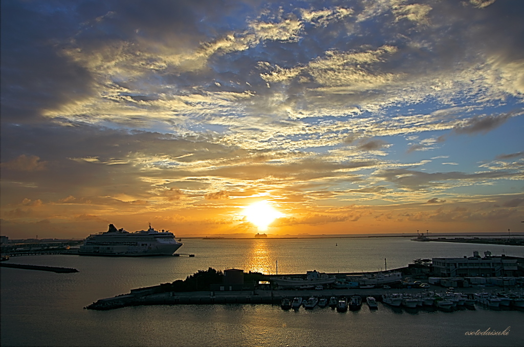 sunset at NAHA port