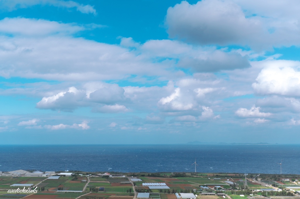 View of GUSUKUYAMA IE island