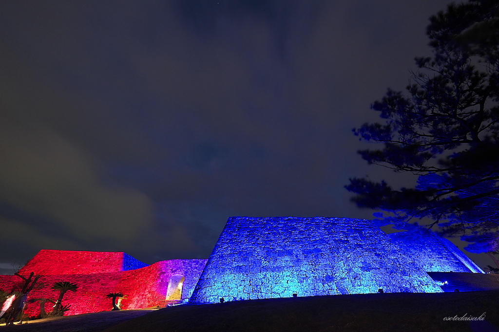 Zakimi Gusuku Ruins in the night