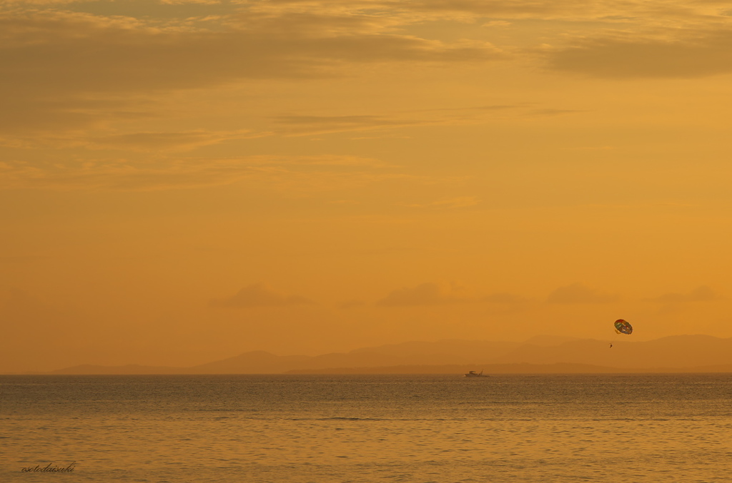 parasailing in sunset time