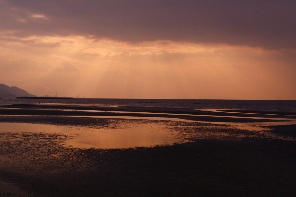 干潟の夕焼け