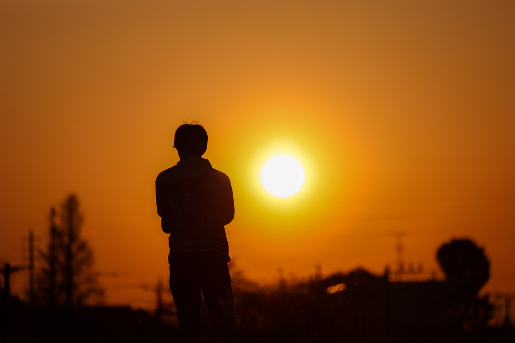 夕日を見つめて