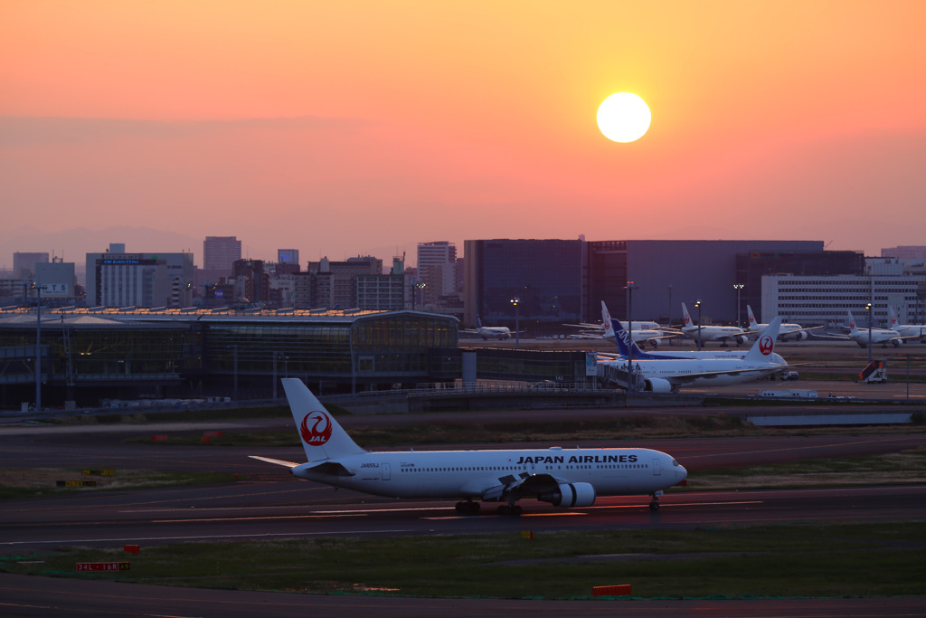夕陽と共に