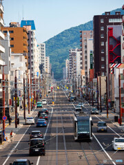遠くに藻岩山を臨む