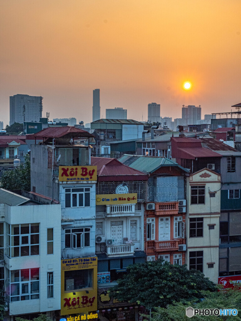 ハノイで見た夕日