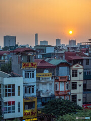 ハノイで見た夕日