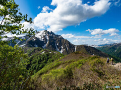 青空と谷川岳